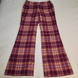 True vintage 70s Bobbie-brooks purple plaid Bell Bottom flare pants
